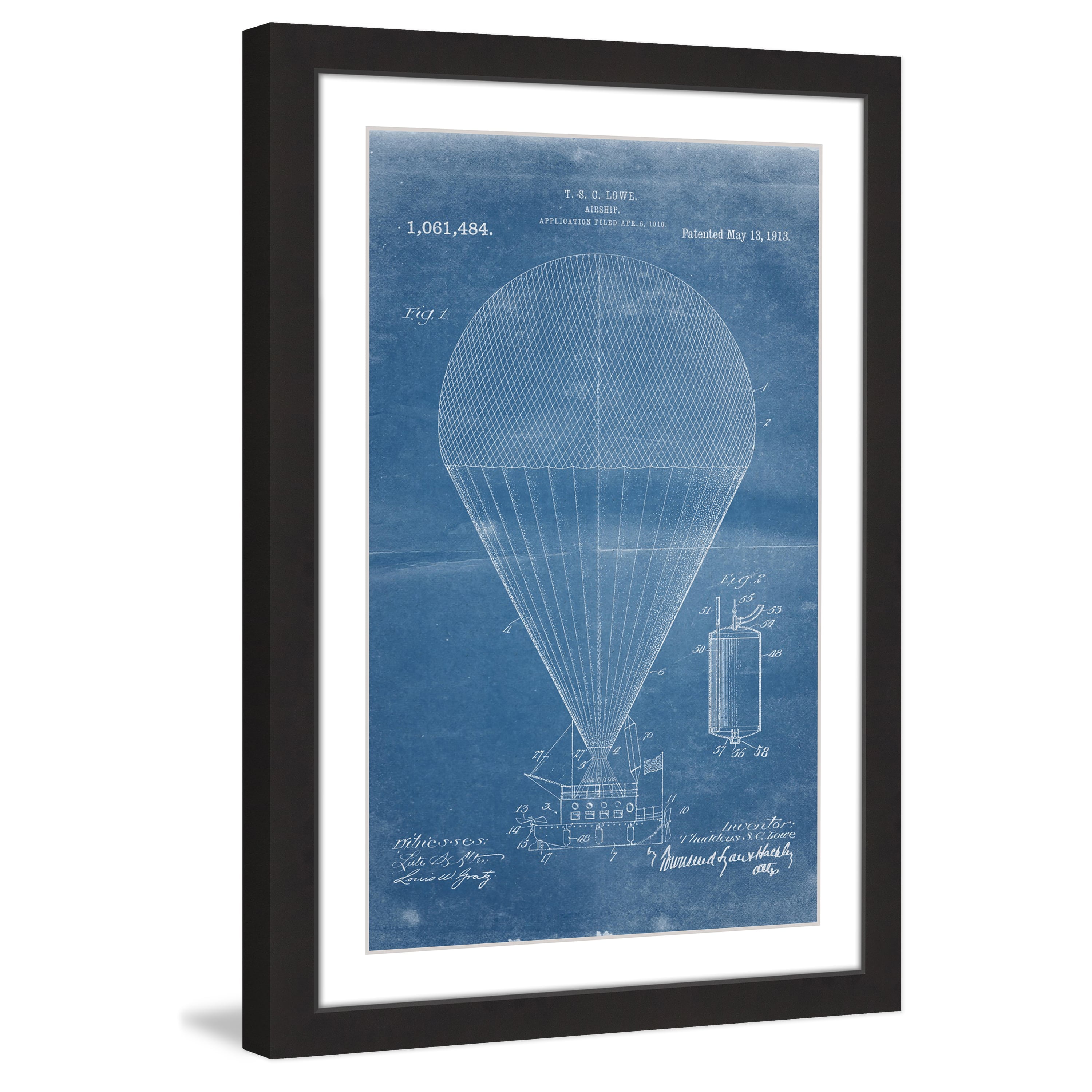 "Airship 1913 Blueprint" Framed Painting Print