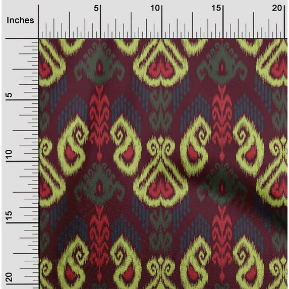 oneOone Cotton Silk Fabric Swirl & Paisley Ikat Print Fabric BTY 42 Inch Wide