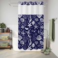 thumbnail image 6 of No Hook Shower Curtain, Navy Blue Coastal Shower Curtains for Bathroom with See Through Top Window, Summer Beach Ocean Coral Shell Starfish Waterproof & Washable Bath Curtain Stand Up Stall 36"x72", 6 of 9