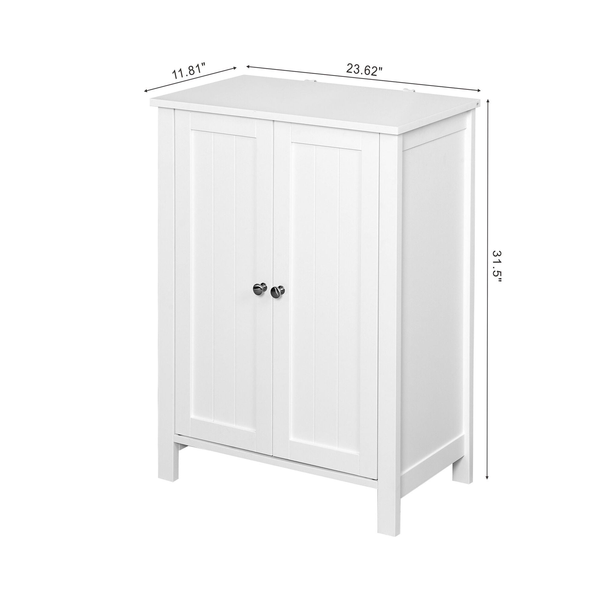 Noble House Bathroom Floor Storage Cabinet with Double Doors and Adjustable Shelf, White