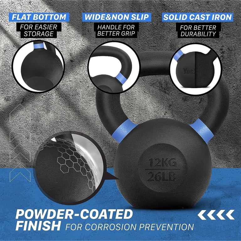 Yes4All 26 lb Cast Iron Kettlebell with Non-Slip Handle photo 3