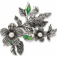thumbnail image 1 of Sterling Silver Antiqued Fwc Pearl/Marcasite/Enamel Flower Pin (33.95 X 24.6) Made In Thailand -Jewelry By Sweet Pea, 1 of 7