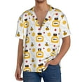 thumbnail image 3 of Sigee Bees and Flowers Print Men's Shirts Casual Button Down Short Sleeve Summer Beach Shirt Hawaiian Vacation Shirts Tee Shirt-Small, 3 of 7