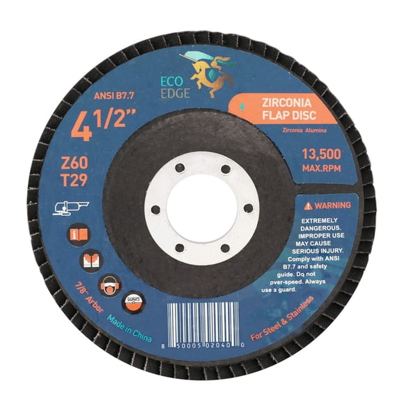Eco Edge 10-Pack 4.5-Inch 60 Grit Performance Premium Zirconia Flap Discs (4-1/2" x 7/8" Arbor, Bevel Type 29) for Angle Grinder