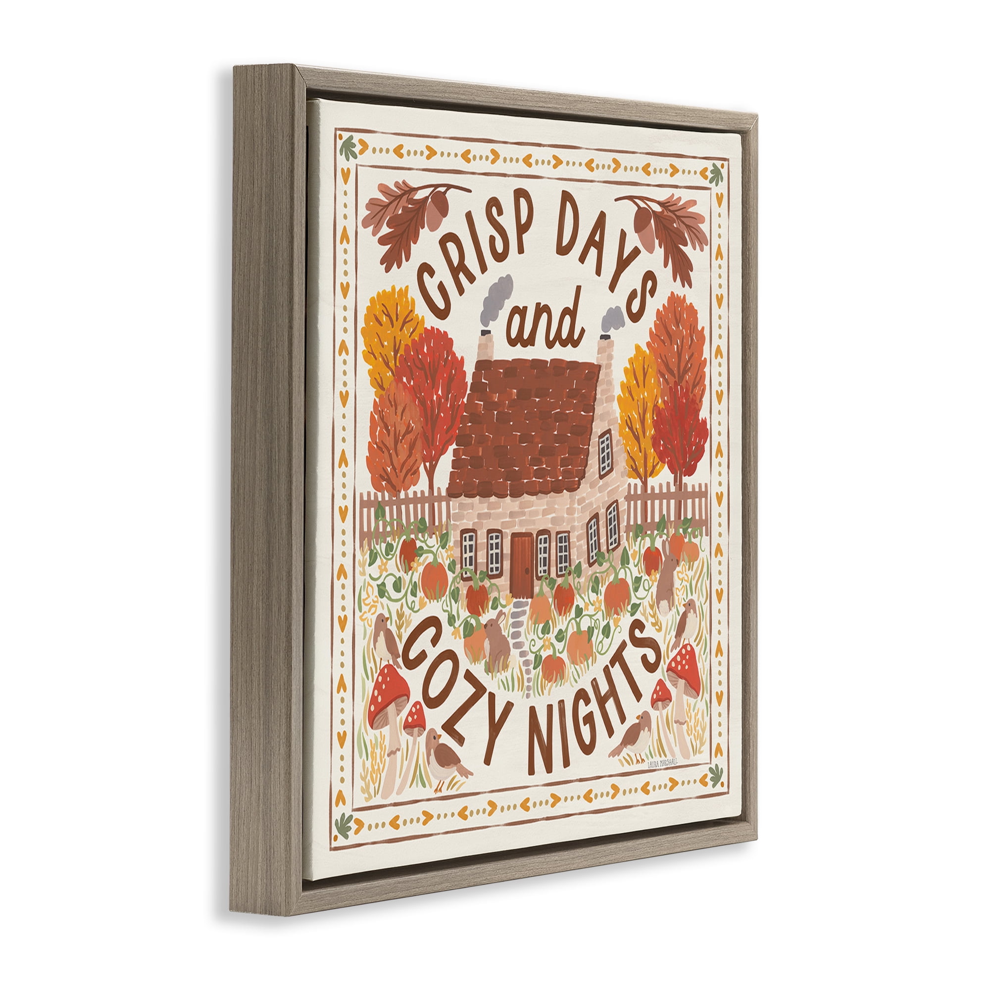 Stupell Industries Crisp Days & Cozy Nights Landscape Painting Brown Floater Framed Art Print Wall Art, 18 x 18