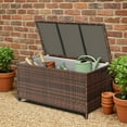 thumbnail image 7 of AVAWING 70 Gallon PE Wicker Storage Box, Patio Deck Box, Outdoor Container, Brown, 7 of 7