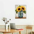 thumbnail image 2 of Nawypu Jar Flower Wall Art Mason Jar Vase Wall Art Print Sunflower Canvas Wall Art Rustic Sunflower Floral Wall Art Modern Farmhouse Wall Art Decor Bathroom Decor Wall Art for Home Decor, 2 of 4