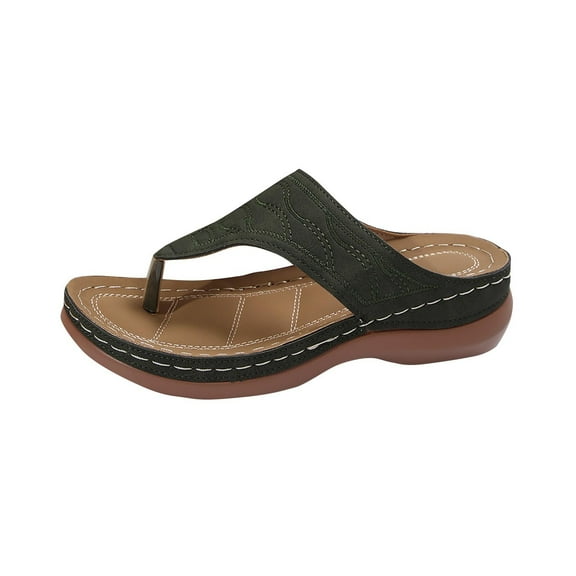 ShiShine Womens Embossed Thong Sandals Padded Insole Comfort Arch Support Summer Casual Shoes