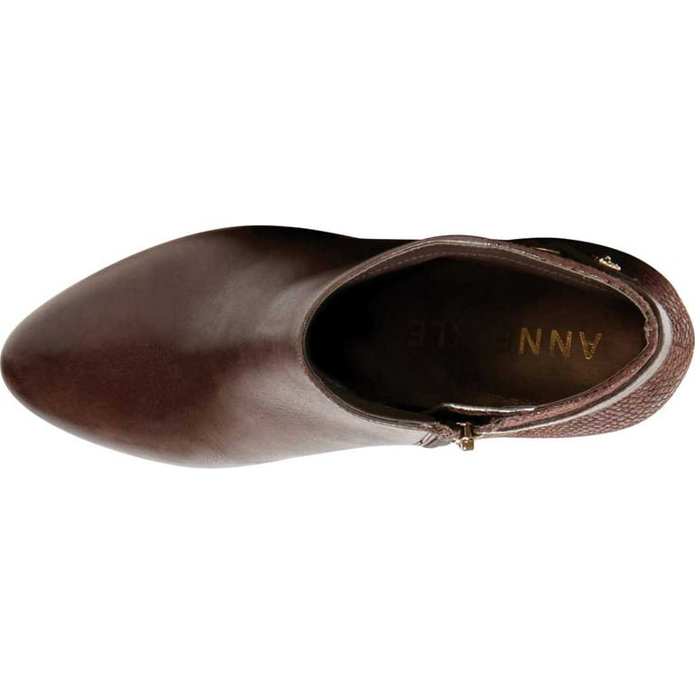Anne Klein Preslie Dark Natural Leather Faux Fur Boots Sz 9M www ...