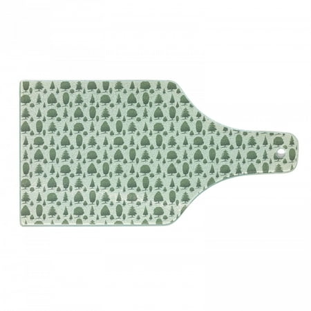 

Woodland Cutting Board Repeating Pattern of Green Tones Forest Trees Pastel Simplistic Print Decorative Tempered Glass Cutting and Serving Board in 3 Sizes by Ambesonne
