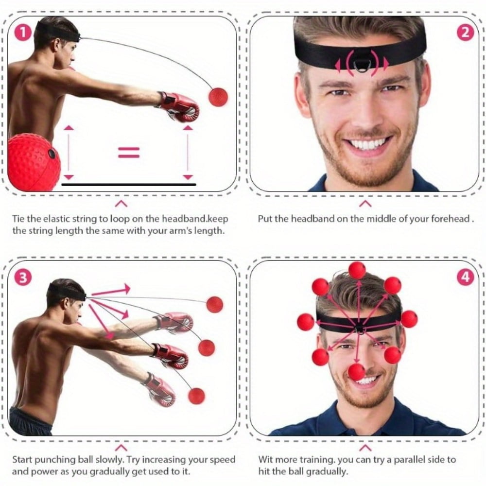 Boxing Reflex Ball with Protective Gloves, Head-Mounted Speed Ball Home Boxing Training Ball for Hand-Eye Coordination Training, for Children and Adults