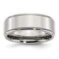 thumbnail image 1 of Stainless Steel Ridged-Edge 8mm Polished Band Ring 11.5 Size, 1 of 6