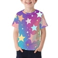 thumbnail image 2 of Fatuov Kids Casual Everyday Tops Galaxy Star Printed Round Neck Lightweight Graphic Tees for Gift Short Sleeve Girls Boys Activity Wear 5-6T, 2 of 5