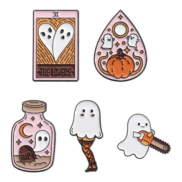Juego de broches esmaltados para blusas con dibujos animados de fantasmas de Halloween