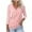 Pink, variant on 3/4 Sleeve T Shirts for Women V Neck Half Button Loose Basic Tunic Tops Summer Solid Color Blouses