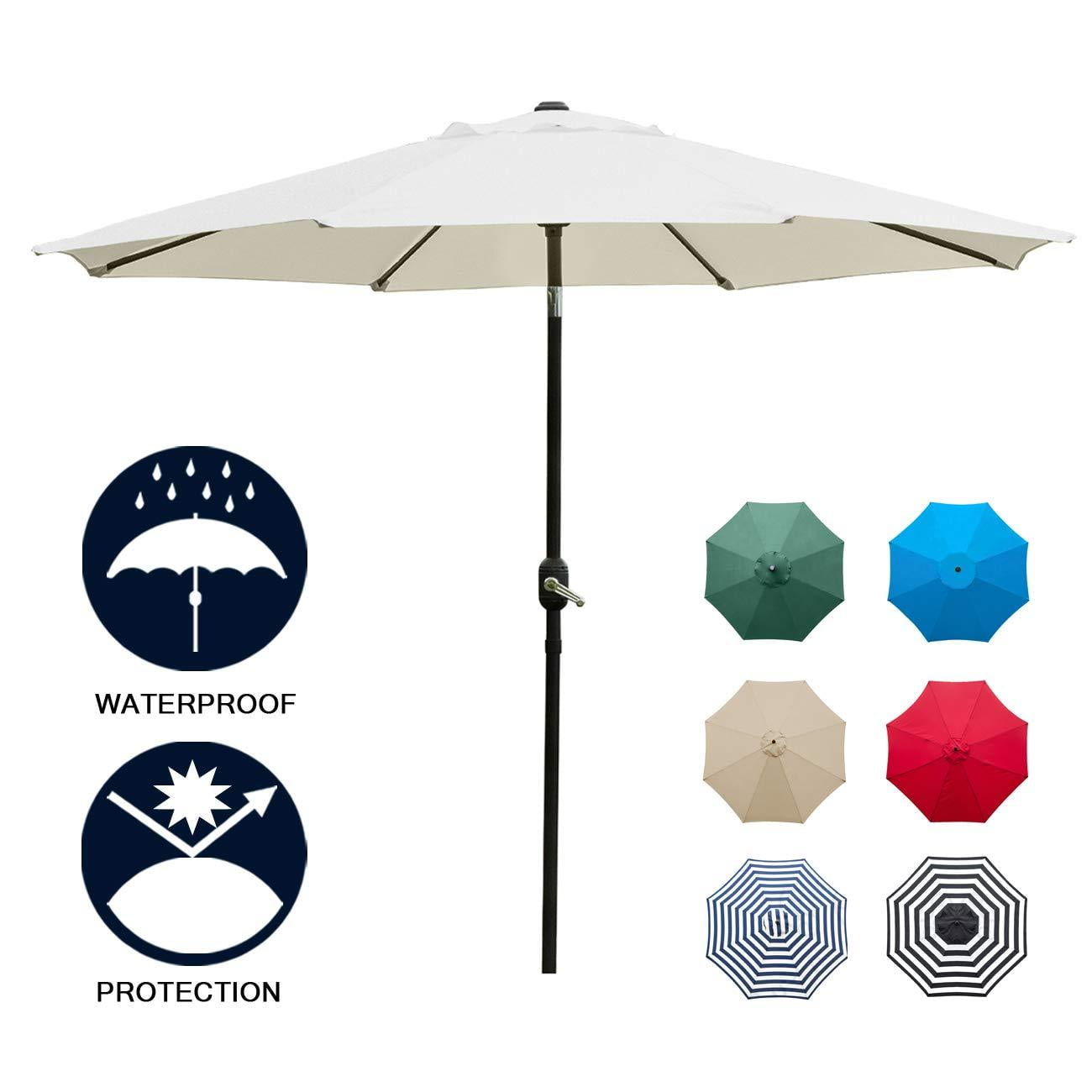 Tan Sunnyglade 9' Patio Umbrella Outdoor Table Umbrella with 8 Sturdy Ribs 