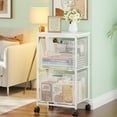 thumbnail image 3 of Rolling File Cart with 2 Storage Drawers,Under Desk Storage,Hanging File Folder Organizer with Wheels, Filing Cabinet Mobile Printer Stand Utility Craft Cart for Home Office,White, 3 of 13