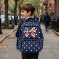 thumbnail image 4 of Aplkyhs Patriotic Star Bow Backpack for Kids 6-12 Ergonomic Lightweight 17 Inch School Bag with Adjustable Straps for Elementary Outdoor, 4 of 7