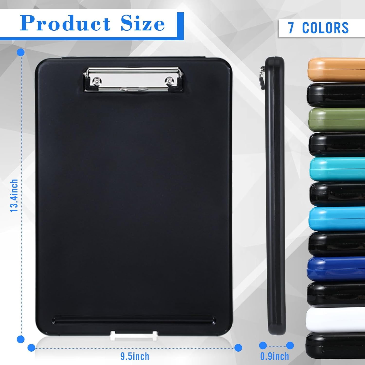 12 Pcs Plastic Clipboard with Storage Heavy Duty Portable Writing Boards for 150 Sheet A4 Paper with Pen Holder Large Capacity Clipboards for Nurse Teacher Student Classroom Office (Deep Color)