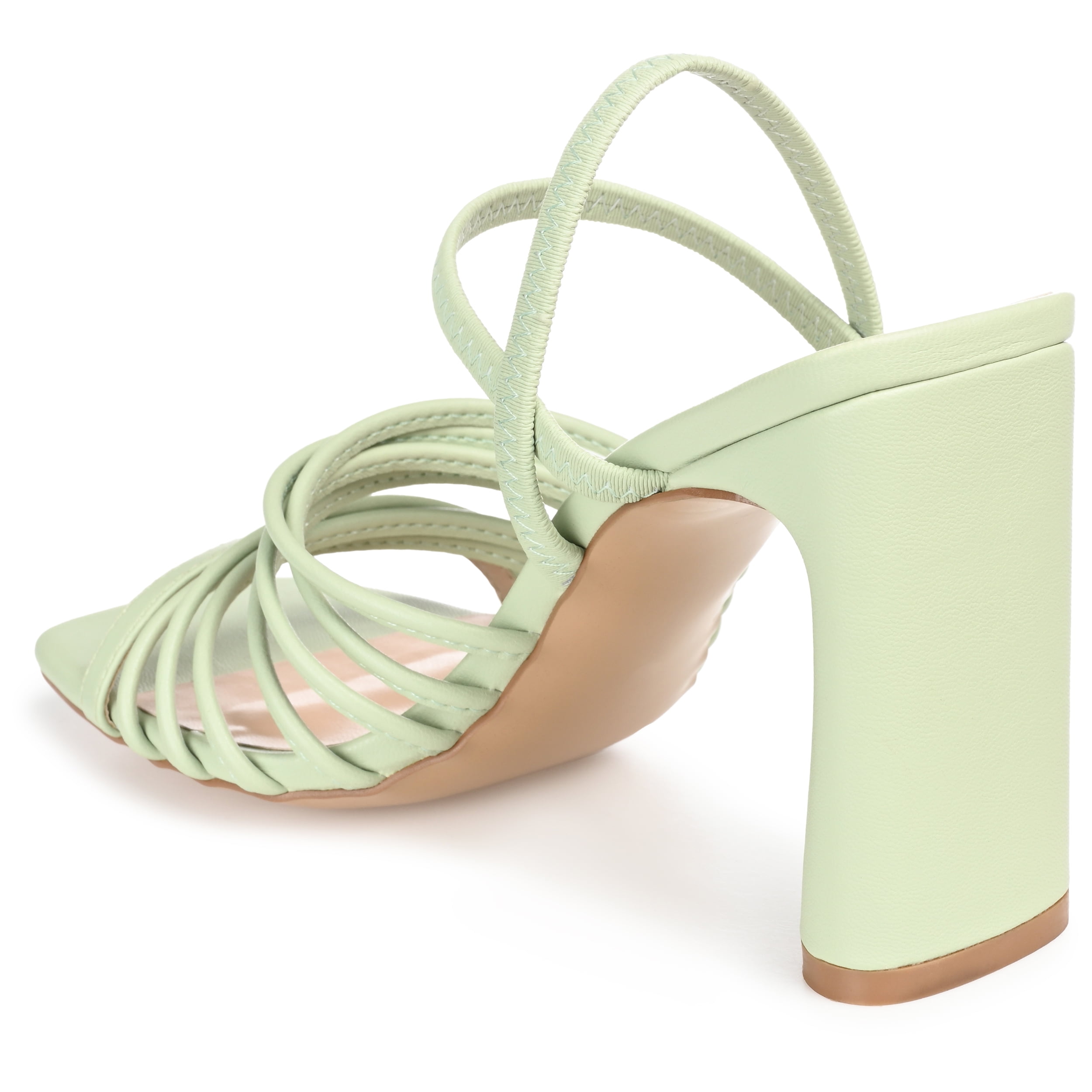 Journee Womens Hera Open Square Toe High Block Heel Sandals