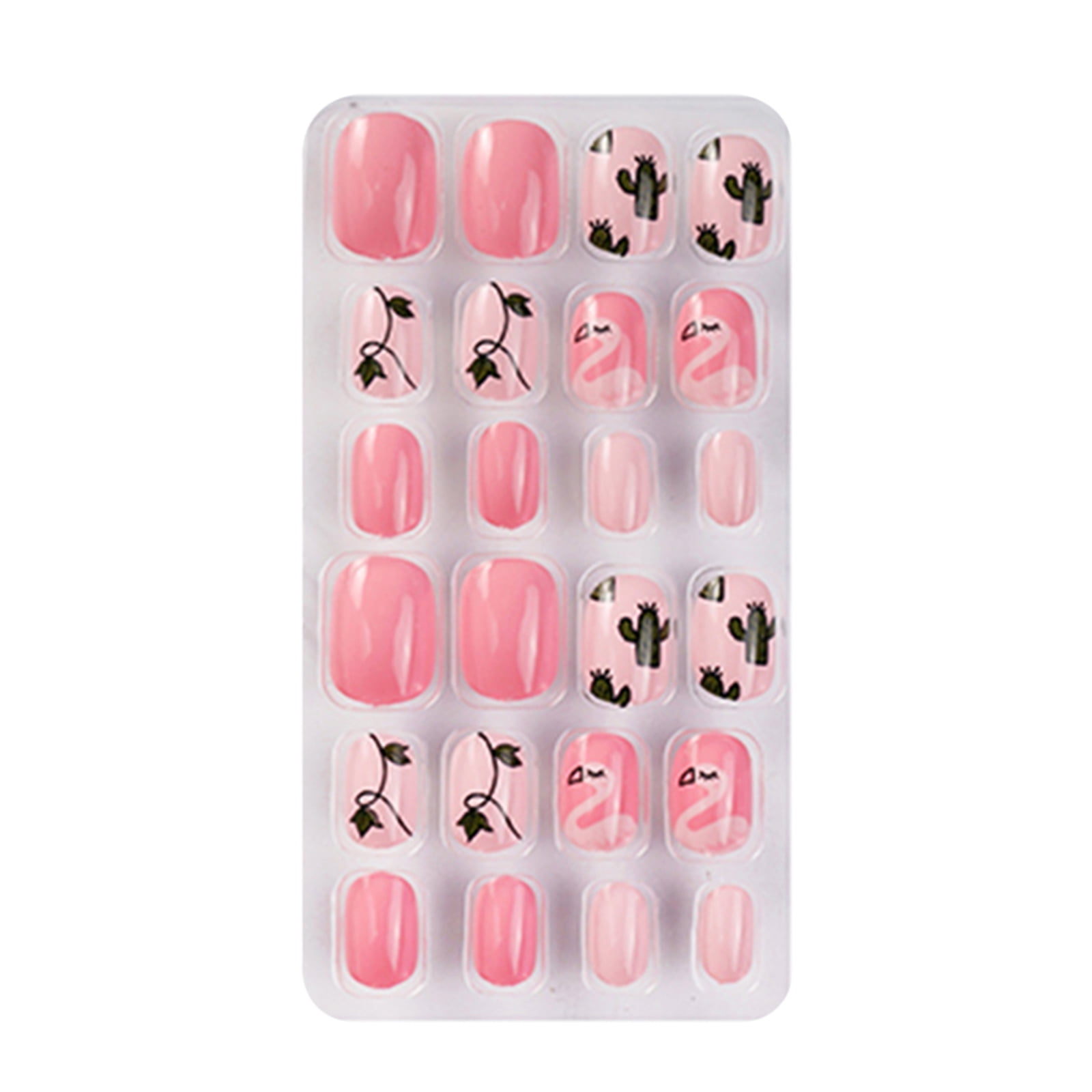 Christmas Nails Press On Kids 24 Pcs Short Nail Tips Full Coverage Fake