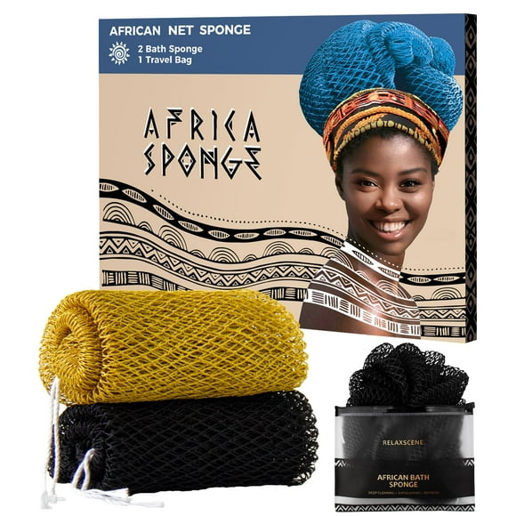 Esponja de baño RelaxScene African Net negra y antidorada, 2 unidades