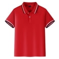 thumbnail image 6 of JUMEYU Teen Polo Shirt Boy's Striped Button Short Sleeve T Shirt Collared Neck Casual Tee Top Size 7-8 (Red,7-8 Years), 6 of 9