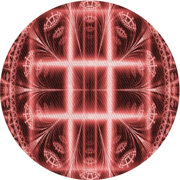 Ahgly Company Machine Washable Indoor Round Transitional Cranberry Red Area Rugs, 8' Round