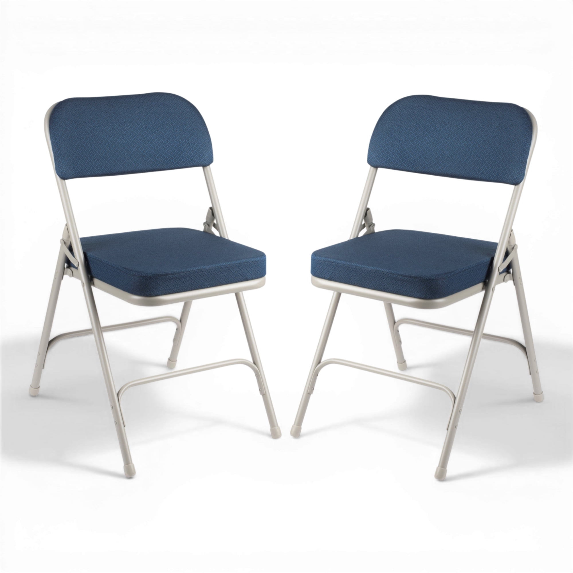Hampden Furnishings Bernadine Collection Deluxe Fabric Padded Folding Chair, Blue, Pack of 2