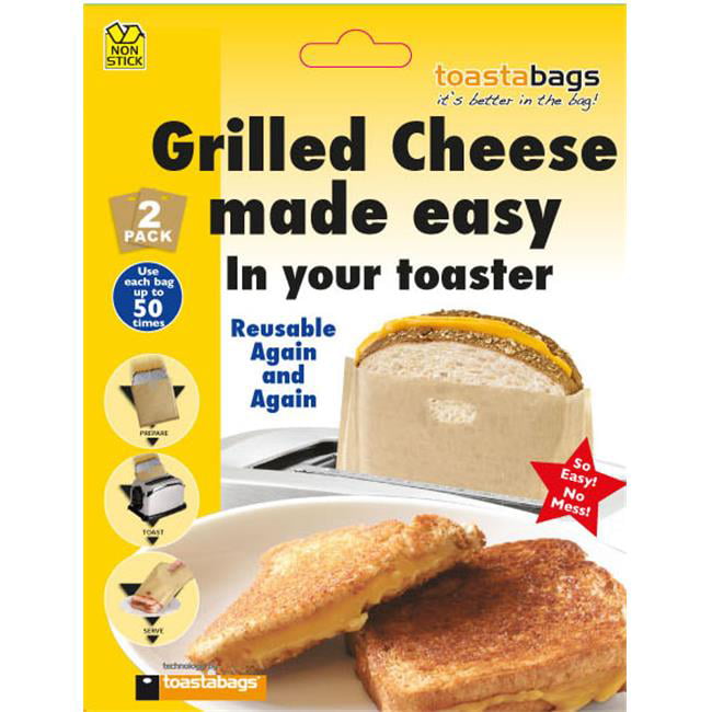Reusable 50 Times Grilled Cheese in Your Toaster No Fuss No Mess Toastabags Twin Pack 