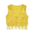 thumbnail image 5 of inhzoy Women's Sequin Fringe Vest Open Front Waistcoat Sleeveless Jackets Glitter Gold M, 5 of 7