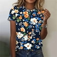 thumbnail image 2 of Summer Boho Tops Womens Cute Floral Printed Tunic Blouses Crewneck Causal Short Sleeve Shirts Relaxed Fit Plus Size Tees Dressy Casual Ladies Tunics Tops Going Out Outfits, 2 of 5