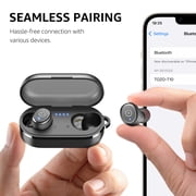 TOZO T10 Wireless Earbuds Bluetooth Headphones, 55H, Stereo Bass, App Customize 32 EQ, Wireless Charge, IPX8 Waterproof, 100+ White Noise Tracks, Ergonomic Design, Black