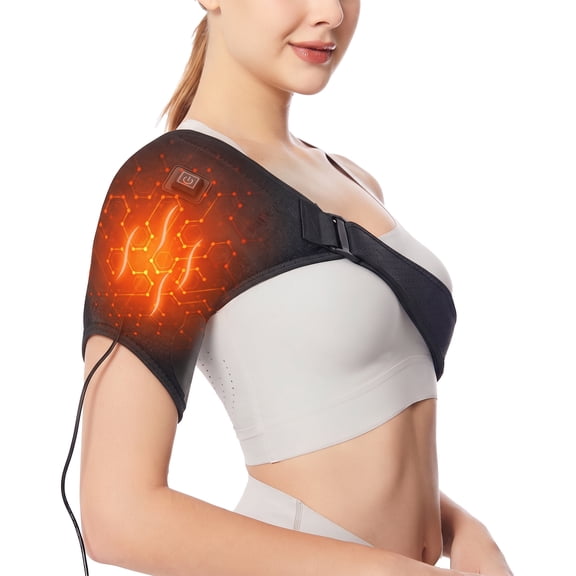 BDUN Heated Shoulder Wrap for Pain Relief, Electric Heating Pad with 3 Heat Settings for Rotator Cuff and Shoulder Soreness, Home and Office Use