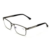 Men Rectangular Stainless Steel Reading Glasses Anti Blue Ray Lens - Computer Reader - Wide Fitment