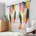 thumbnail image 2 of Yayeee Window Curtains Light Filtering 63"x42" Grommet Panel Pair Home Living Room Decor, Purple Triangles, 2 of 7