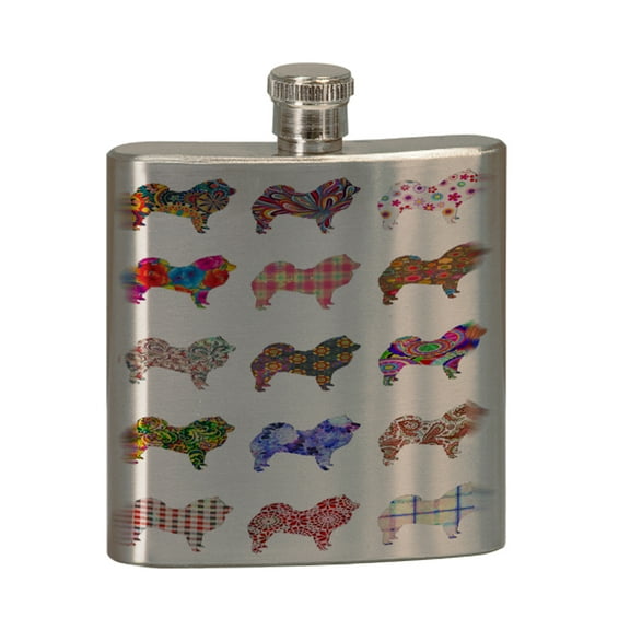 KuzmarK 6 oz. Stainless Steel Pocket Hip Liquor Flask - Chow Chow Dog