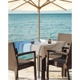 thumbnail image 3 of Hokiten Outdoor Tablecloths with Umbrella Hole & Zipper, Blue Brown 54x54 Inch Square Tablecloths, Gradient Geometric White Water Stripes Modern Waterproof Table Cloth, Patio/Pool Table Covers, 3 of 7
