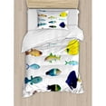 thumbnail image 3 of Maritime King Size Duvet Cover Set, Marine Life Creatures with Cardinalfish Clownfish Stingray Exotic Fauna Sea Theme, Decorative 3 Piece Bedding Set with 2 Pillow Shams, Multicolor, by Ambesonne, 3 of 3