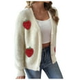 thumbnail image 2 of Womens Coats Long Sleeved Oversize Solid Color Casual Blouse Sweater Cardigan,Coats for Women Beige L, 2 of 6