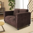 thumbnail image 4 of DeeHome Dark Brown Suede Loveseat Sofa for Living Room, Modern Décor Love Seat Mini Small Couches for Small Spaces and Bedroom with Solid Wood Frame, 4 of 5