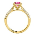 thumbnail image 3 of Mauli Jewels Rings for Women 3.40 Carat Diamond And Emerald Shaped Pink 4-prong 10K Yellow Gold, 3 of 7