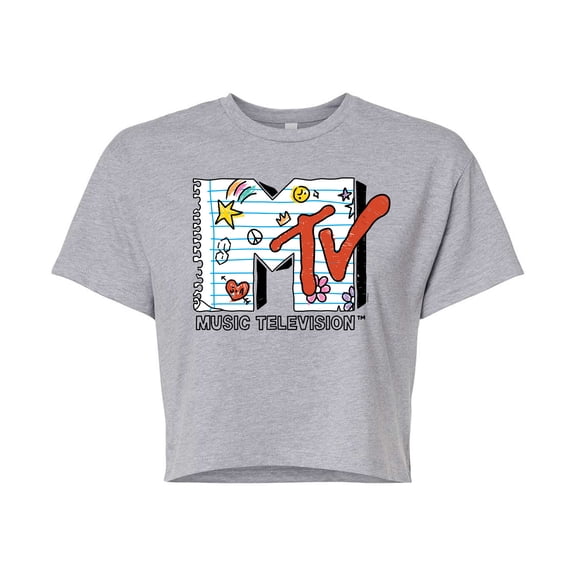 Mtv - Notebook Paper - Juniors Cropped Graphic T-Shirt