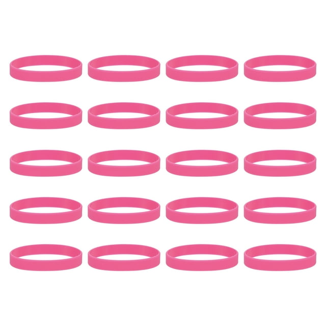 100Pcs Silicone Rubber Bands Non-slip 4 Inch Flat for Books, Pink