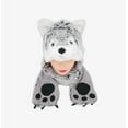 thumbnail image 2 of Simplicity Winter Animal Hats Caps Full Hoodie Grey Dog Caps with Scarf Mitten, 2 of 4