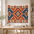 thumbnail image 5 of Southwestern Rust Stepped Medallion on Blue Field, Warm Rustic Style for Western Decor Fans, Geometric Wall Art, Housewarming Gift, Tapestry Wall Hanging for Cabin and Dorm, 5 of 7