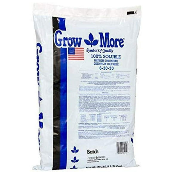 Grow More Water Soluble NPK 6-3-30 Standard Plant Fertilizer, 25 Pounds