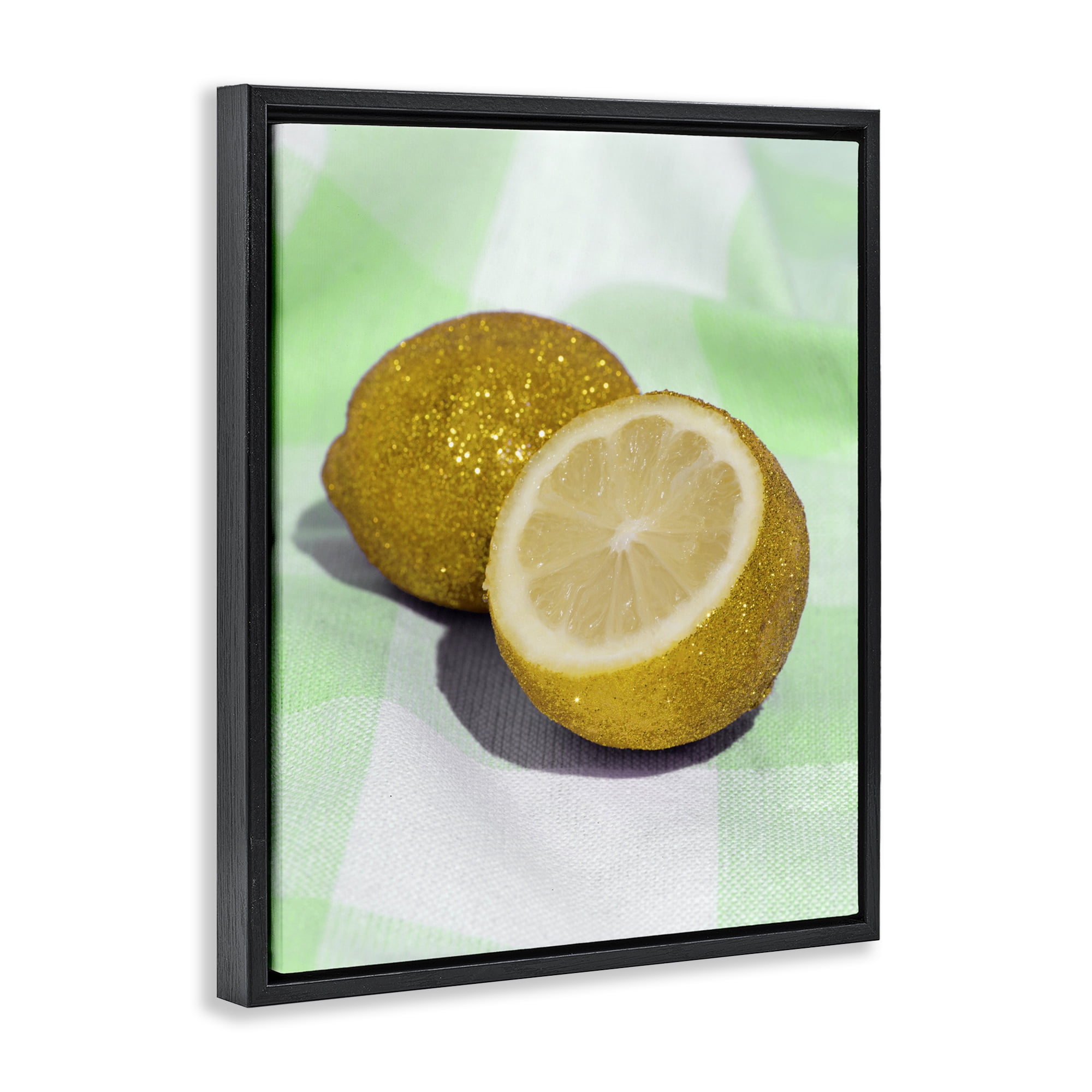 Stupell Industries Glimmer Lemon on Green Black Framed Floater Canvas Wall Art, design by LISH Creative
