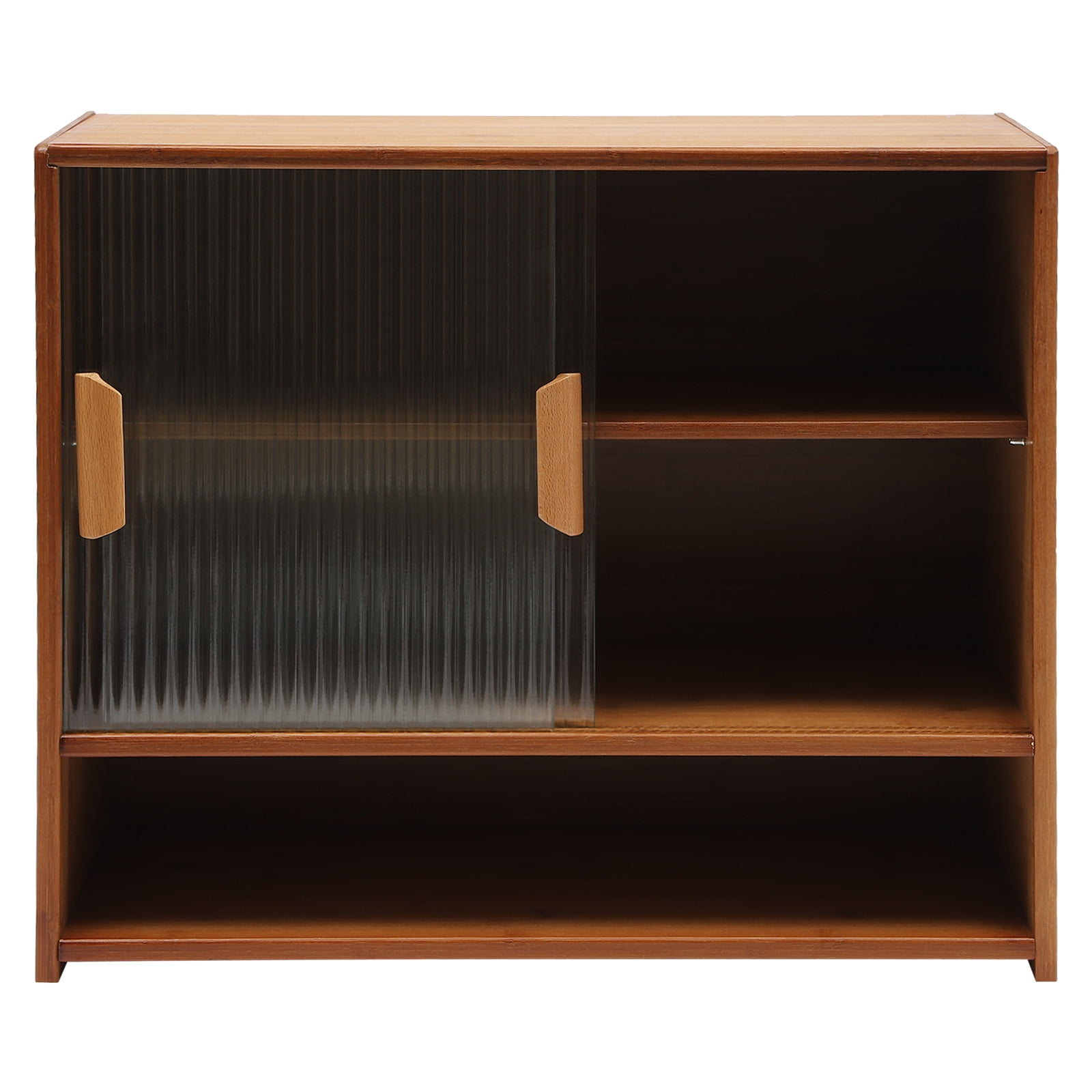 Wood Counter-top Cabinet Kitchen Pantry Sideboard with Sliding Glass Doors 21.6*11*18.1 in