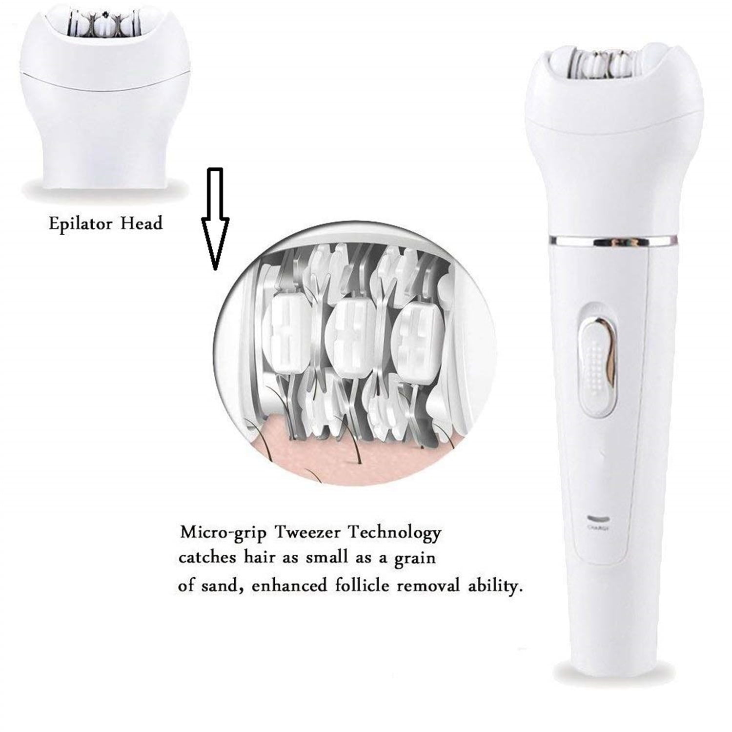 Bexikou 5 in 1 Rechargeable Electric Face Epilator with Body Trimmer, Facial Massager, Shaver, Pedicure, Cleaning Brush and Epilator Waterproof for Women
